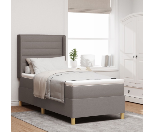 Cama con somier  y colchón Taupe 100x200 cm Tela
