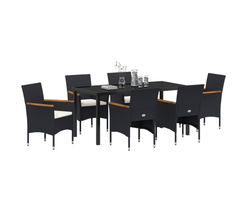 Juego de Comedor de Jardín de 7 Piezas Negro Poliratán