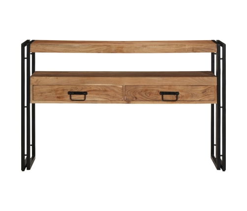 Mesas Auxiliares  Negras 120x33x75 cm de Madera Maciza de Acacia y Metal