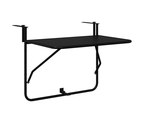 Mesa de balcón colgante plegable  negra de 60x40 cm en acero