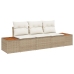set de sofá de jardín de 3 piezas con cojines Beige Ratán Duradero