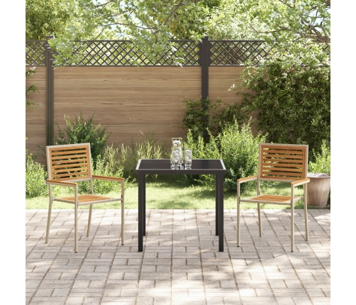 Sillas de jardín apilables  con cojines 2 pcs Beige Polirratan
