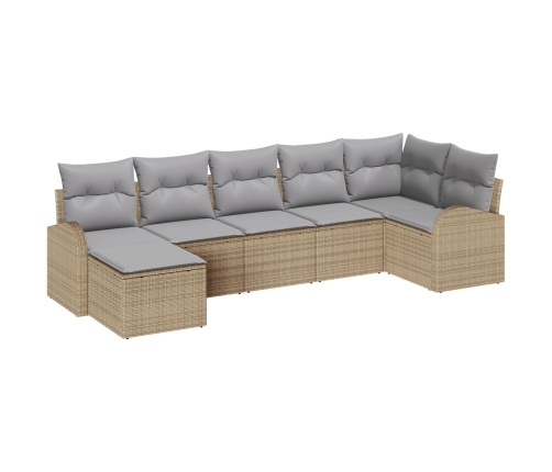 Conjunto de Sofá de Jardín  7 Piezas Beige Ratán Sofá de Jardín