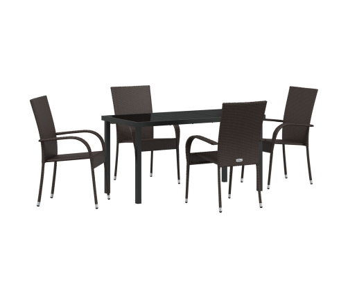 Juego de Comedor de Jardín de 5 Piezas Marrón Rattan Polimérico