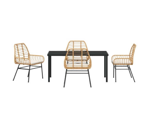 Set de Comedor Jardín  de 5 Piezas con Cojines Marrón Ratán Versátil