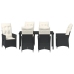 Set de Comedor de Jardín  de 7 Piezas con Cojines en Poliratán Negro
