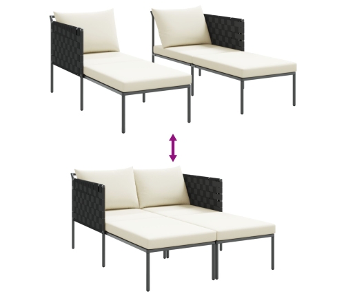 Tumbona  con cojines para 2 personas color antracita 115x153x69,5 cm de acero