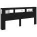 Cabecero de Almacenamiento  con Luces LED Madera Negra 220x18,5x103,5 cm