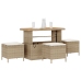 Conjunto de Comedor de Jardín de 4 Piezas con Cojines Beige de Ratán y Acacia