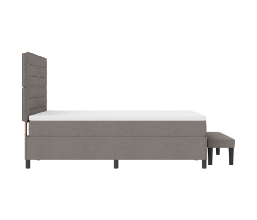 Cama con somier  con colchón y banco taupe 140x200 cm tela