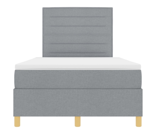 Cama Box Spring  con Colchón Gris Claro 120x200 cm Tela