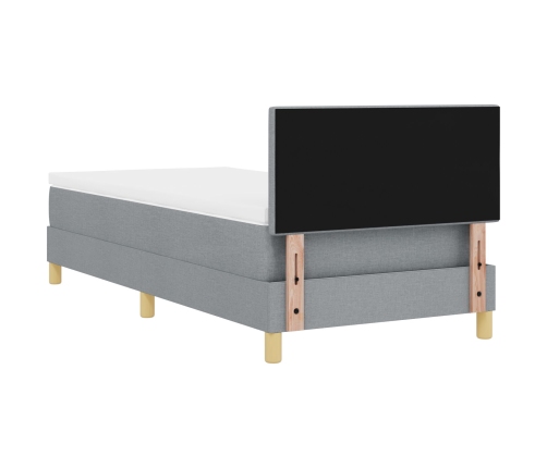 Cama Box Spring  con colchón gris claro 90x200 cm tela