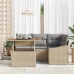 Conjunto de Comedor de Jardín de 5 Piezas con Cojines Beige Polirratán Acacia