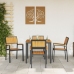 Juego de Comedor Jardín Conjunto de 5 Negro y Marrón Metal y madera