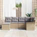 Set de Sofá de 6 Piezas de Jardín con Cojines Beige Ratán Polimérico