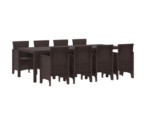 Conjunto de Comedor de Jardín de 9 Piezas Marrón de Poliratán