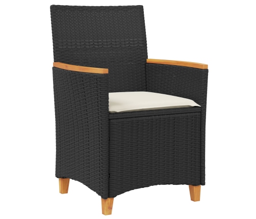 Set de Comedor de Jardín  de 5 Piezas con Cojines Negro Poliratán