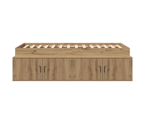 Estructura de Cama de Almacenamiento Roble Artesanal 80x200 cm