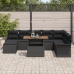 Conjunto de Comedor de Jardín de 9 Piezas con Cojines Negro Ratan Poliéster Acacia