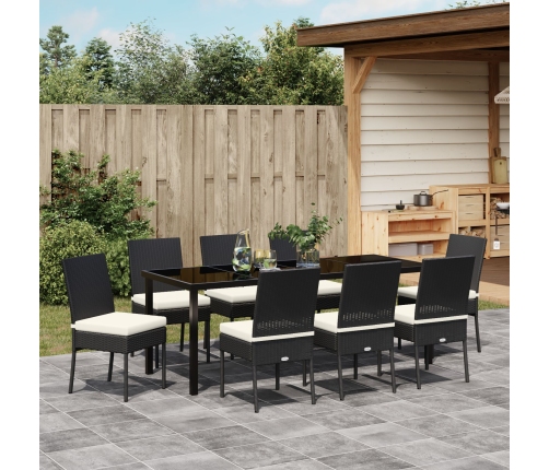 Set de Comedor de Jardín  de 9 Piezas Negro Poliratán