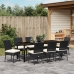 Set de Comedor de Jardín  de 9 Piezas Negro Poliratán