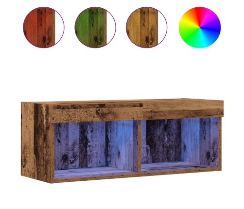 Gabinetes de pared para TV  con luces LED 2 pcs Madera vieja 80x30x30 cm