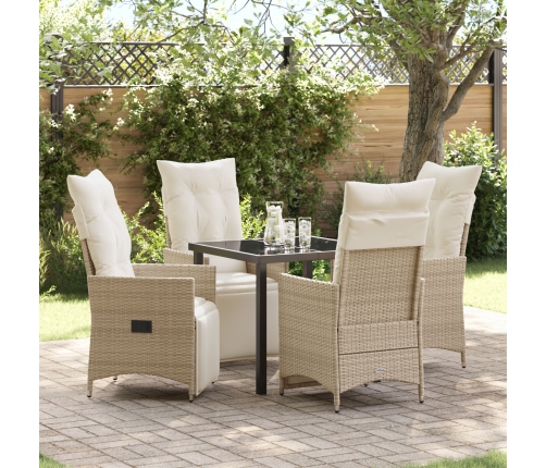 Set de Comedor de Jardín de 5 Piezas  con Cojines Beige Poliratán