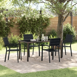 Conjunto de Comedor de Jardín de 5 Piezas Negro HDPE