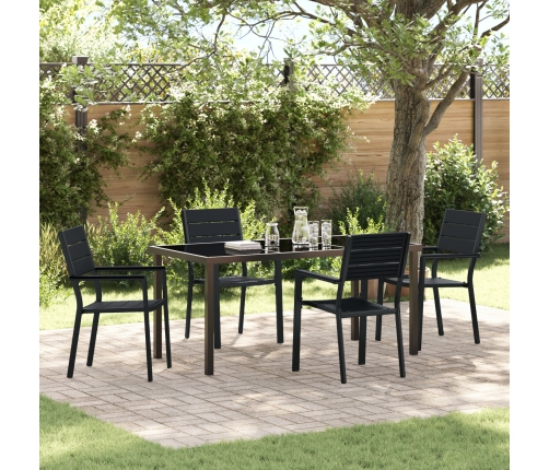 Conjunto de Comedor de Jardín de 5 Piezas Negro HDPE