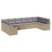 Set de Sofá de Jardín de 10 Piezas con Cojines Ratán Sintético Beige