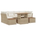 Conjunto de Sofá de Jardín  Conjunto de 6 Beige Ratán, Poliéster