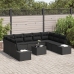 Conjunto de Sofá de Jardín  Set de 10 Negro Ratán, Poliéster, Acero