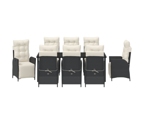 Conjunto de Comedor de Jardín de 9 Piezas Rattan Polímero Negro