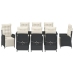 Conjunto de Comedor de Jardín de 9 Piezas Rattan Polímero Negro