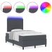 Cama con Somier de  con Colchón Gris Oscuro Tela Acanalada