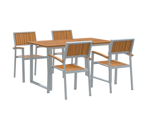 Conjunto de Comedor de Jardín  Conjunto de 5 Gris Acero Duradero