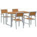 Conjunto de Comedor de Jardín  Conjunto de 5 Gris Acero Duradero