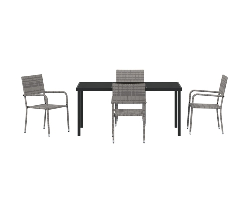 Juego de Comedor de 5 Piezas  para Jardín Poliratán Gris