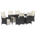 Set de Comedor de Jardín de 7 Piezas con Cojines Poliratán Negro