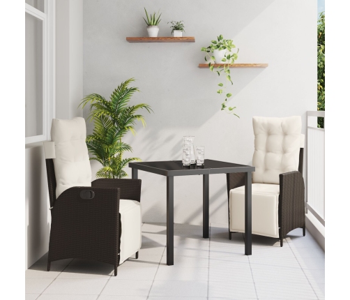 Conjunto de 3 Sillas de Comedor para Jardín Marrón de Polirratán
