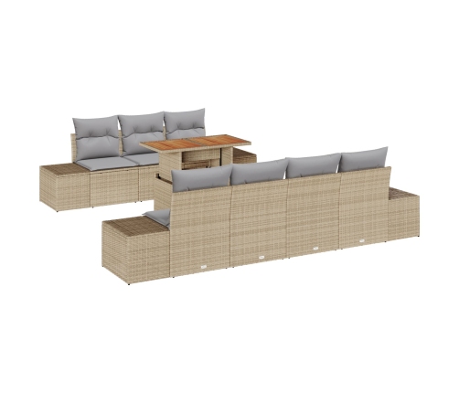 Conjunto de Sofá de Jardín  8 Piezas Beige Ratán Mesa de Exterior