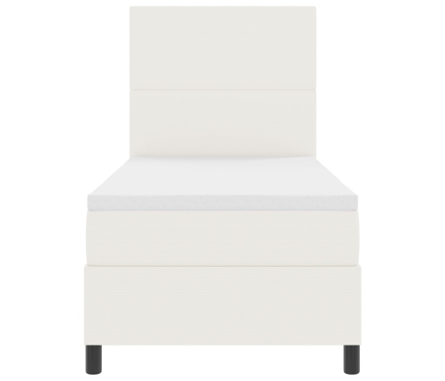 Cama con somier y colchón LED crema 90x200 cm tela de corduroy
