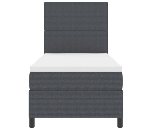 Cama con Base Tapizada  con Colchón Gris Oscuro 90x200 cm Tela de Corduroy