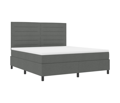 Cama con Base de Muelles  con Colchón Gris Oscuro Super King Tela