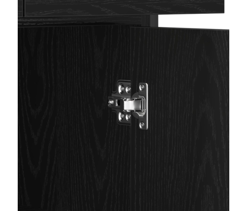 Aparador Negro de Roble 70x30x80 cm de Madera Ingenierizada y Acero