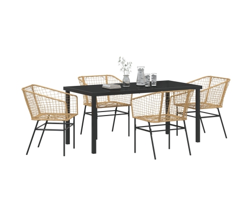 Conjunto de Comedor de Jardín  de 5 Piezas Rattán Poliéster Marrón