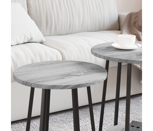 Mesa Lateral  2 pcs Gris Sonoma de Madera y Metal