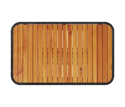 Conjunto de Comedor de Jardín de 3 Piezas con Cojines Negro de Poliratán y Acacia
