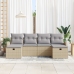 Conjunto de Sofá de Jardín de 6 Piezas con Cojines Beige Poliratán