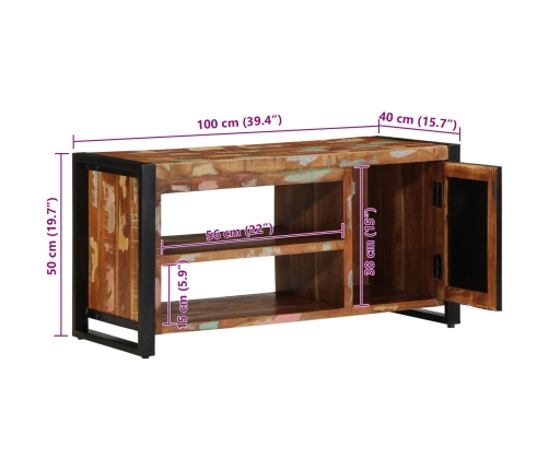 Banco para zapatos Multicolor 100x40x50 cm Madera recuperada